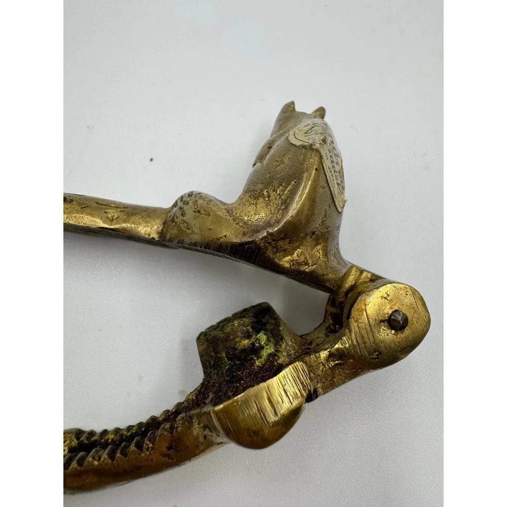 Andrea by Sadek Vintage Brass Squirrel Nutcracker Made in Japan 6 Inch Gold
